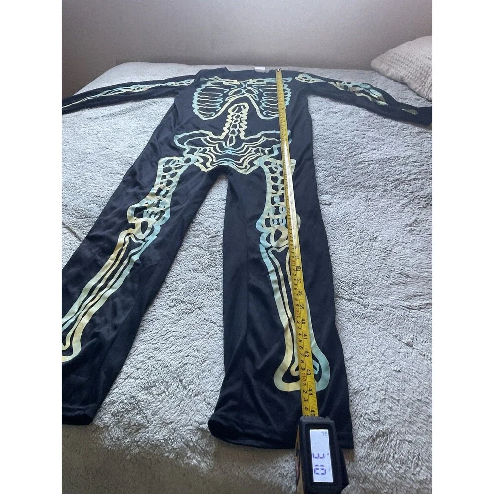 Glow In Dark Skeleton Costume Toddler 8-9 Years 1 pc No Gloves Hook&Loop Closure